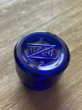 Antique Cobalt Blue Glass Noxzema Jar - no lid - Small Jewelry Storage